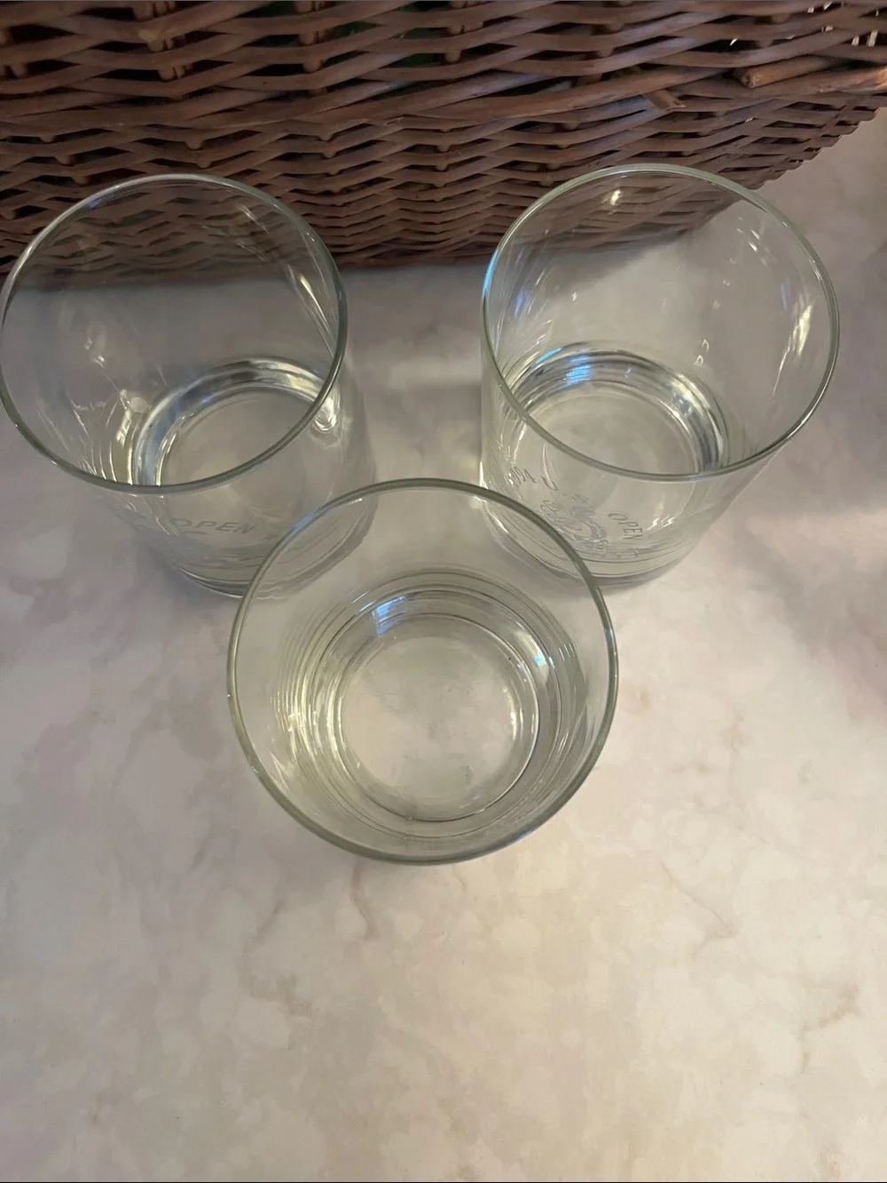 Vintage U.S. Open Clear Old Fashion/Rocks Glass Set Of 3  great gift for golfer